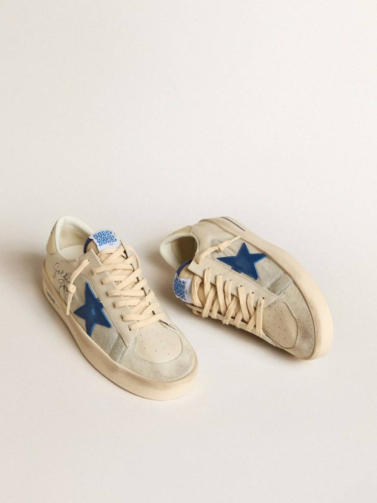 Men's Stardan In Nylon With Blue Leather Star And Ivory Leather Heel Tab Golden Goose Stardan Men