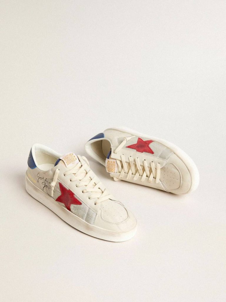 Men’s Stardan In Nylon With Red Suede Star And Blue Leather Heel Tab Men Stardan Golden Goose