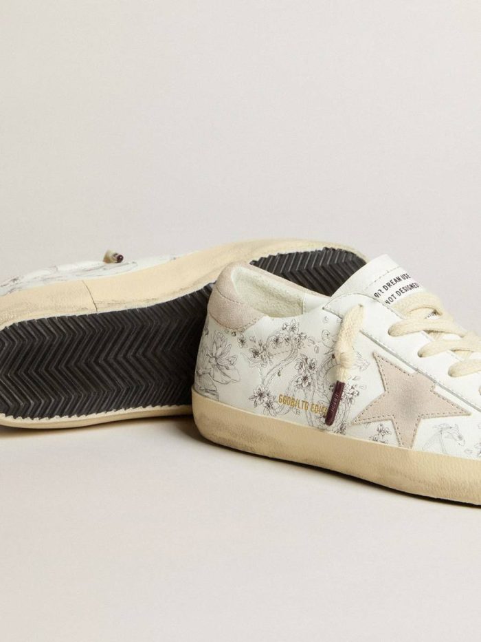 Men’s Super-Star Ltd Cny In White Leather With Lettering On The Upper Super-Star Men Golden Goose