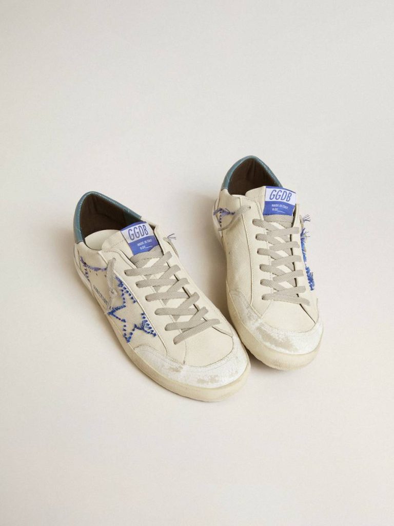 Men’s Super-Star Ltd In Nappa With Embroidered Star And Leather Heel Tab Super-Star Golden Goose Men