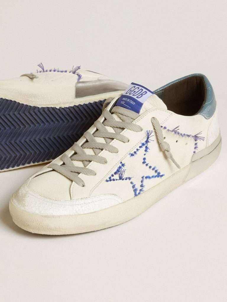 Men’s Super-Star Ltd In Nappa With Embroidered Star And Leather Heel Tab Super-Star Golden Goose Men