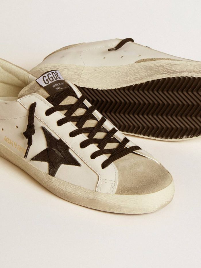 Men's Super-Star Ltd With Black Croc-Print Leather Star And Suede Inserts Men Golden Goose Super-Star