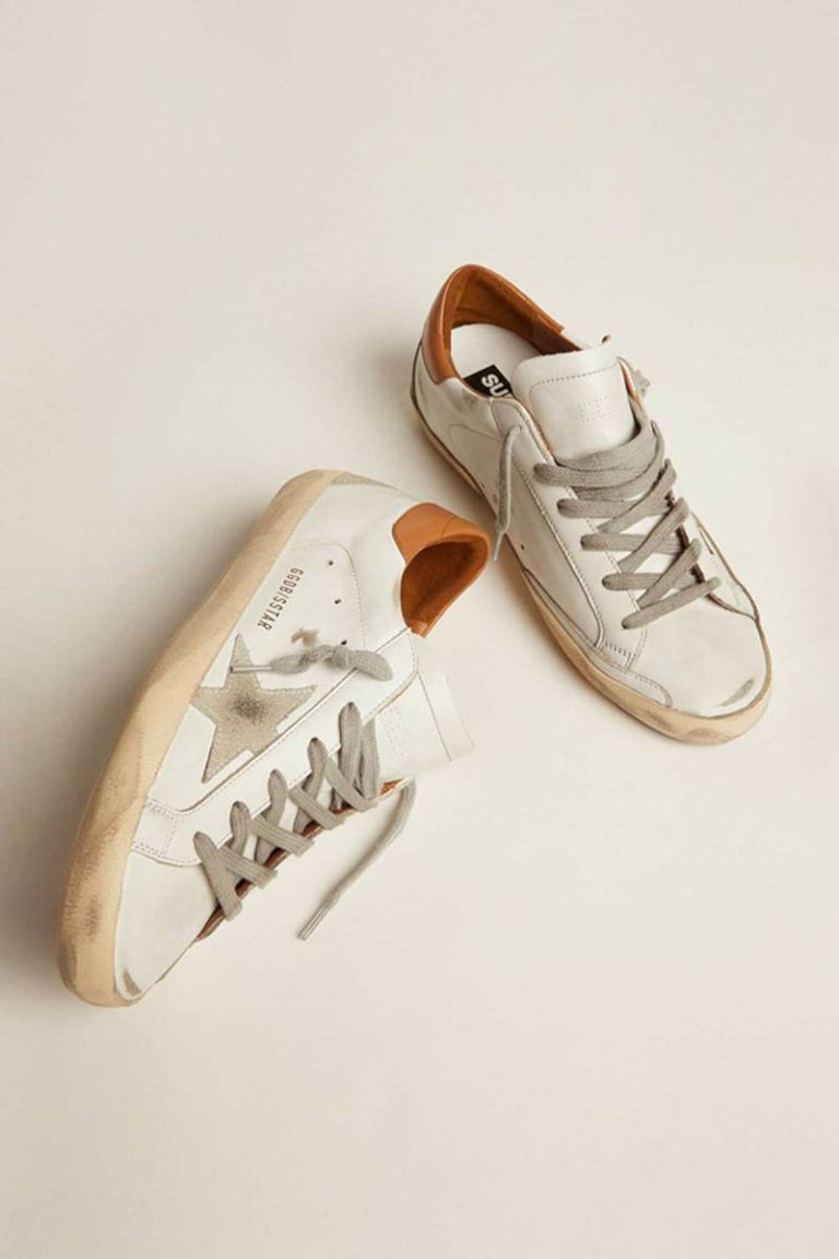 Men’s Super-Star Sneakers With Suede Star And Brown Heel Tab White Men Super-Star Golden Goose