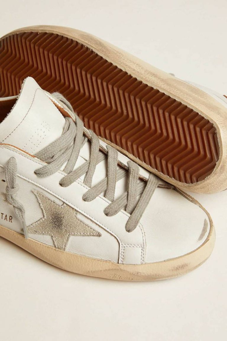 Men’s Super-Star Sneakers With Suede Star And Brown Heel Tab White Men Super-Star Golden Goose