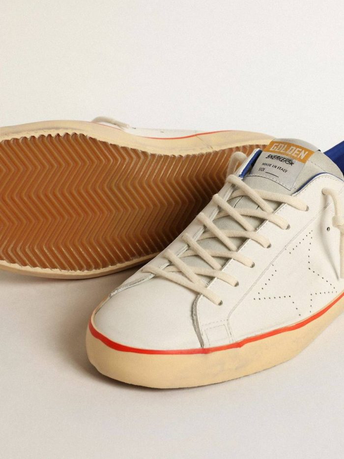 Men’s Super-Star With Perforated Star And Blue Suede Heel Tab Men Golden Goose Super-Star