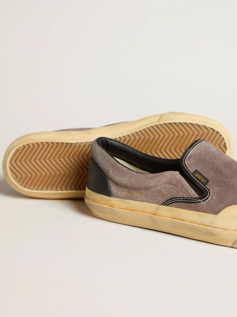 Men's Vce Penstar In Dove-Gray Suede With Black Leather Heel Tab Golden Goose Ggdb Classics Men