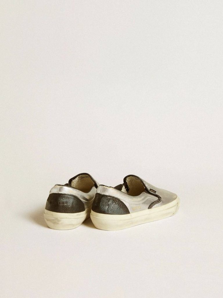 Men's Vce Penstar In Metallic Silver Leather With Black Leather Heel Tab Ggdb Classics Golden Goose Men