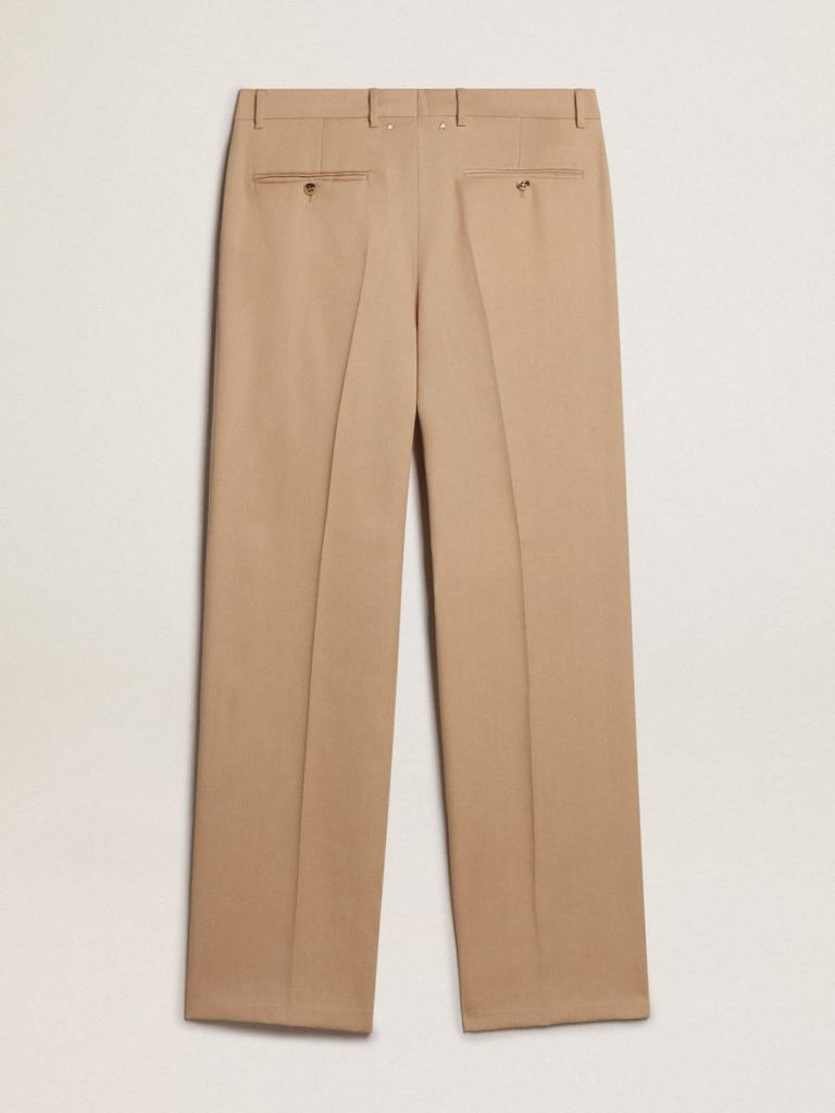 Men’s Wool Gabardine Pants In Sand Sand Jeans & Pants Golden Goose Men