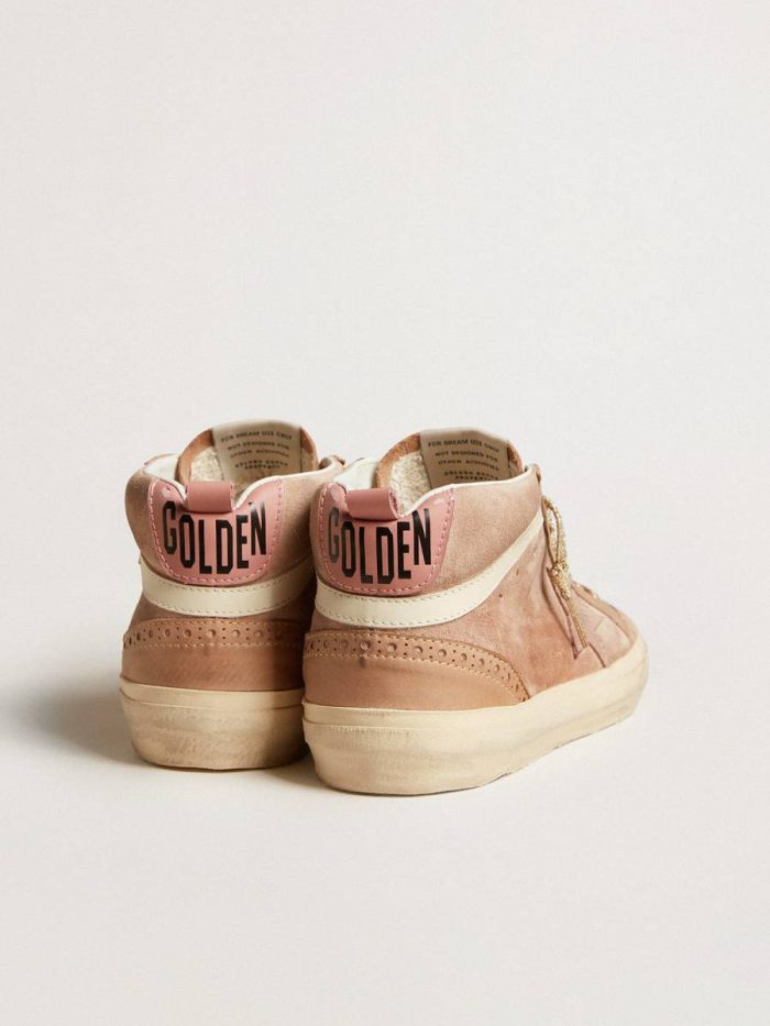 Mid Star Golden Goose Women's Mid Star Ltd In Pink Suede With Pink Lizard-Print Leather Star Women