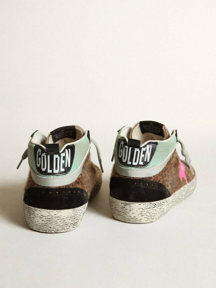 Mid Star In Leopard-Print Pony Skin With Fuchsia Leather Star Mid Star Men Golden Goose