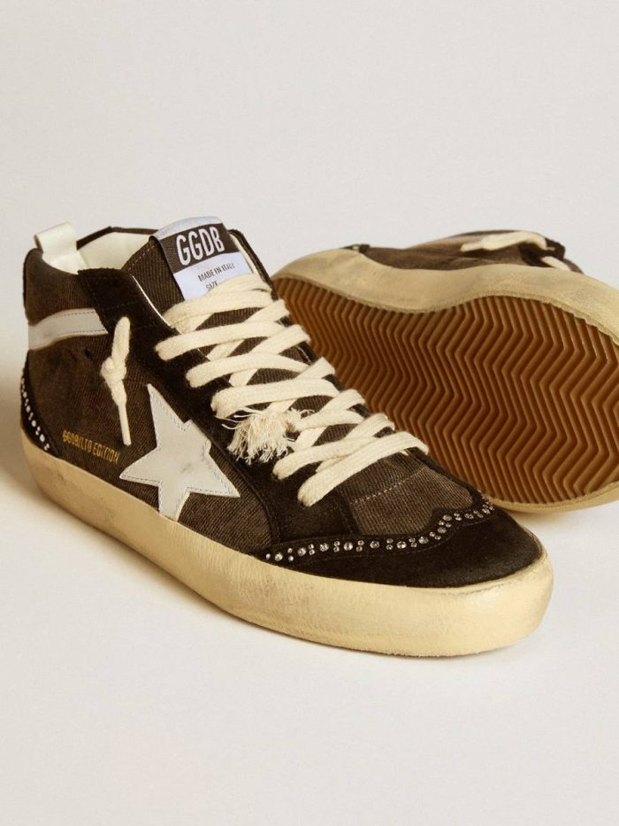 Mid Star Ltd In Black Denim With Suede Inserts With Swarovski Crystals Women Mid Star Golden Goose