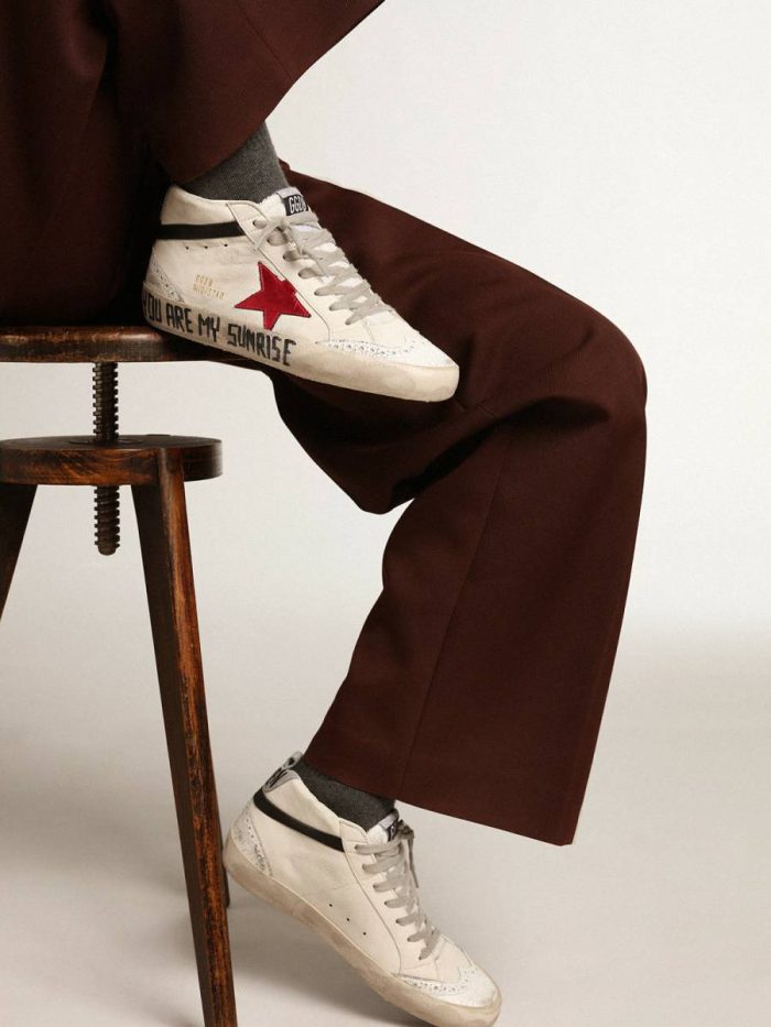 Mid Star With A Pink Laminated Leather Star And Black Flash Women Mid Star Golden Goose