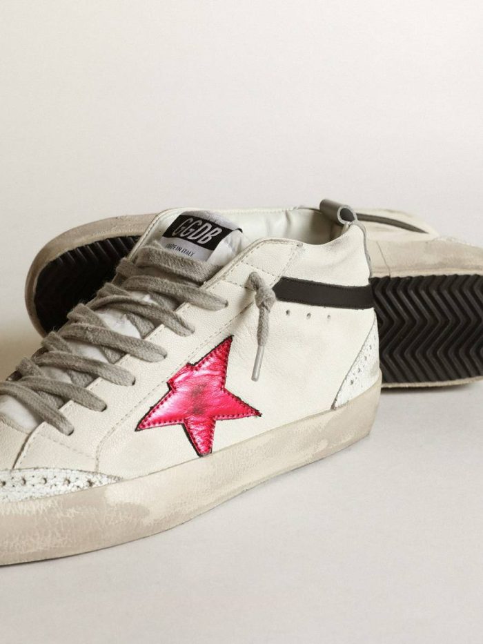 Mid Star With A Pink Laminated Leather Star And Black Flash Women Mid Star Golden Goose