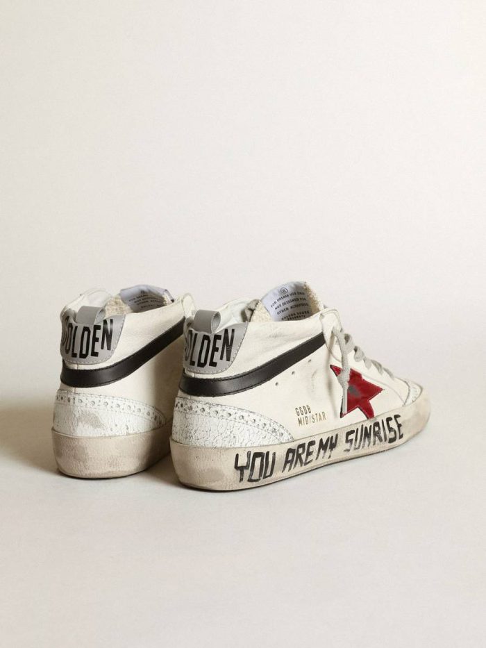 Mid Star With A Pink Laminated Leather Star And Black Flash Women Mid Star Golden Goose
