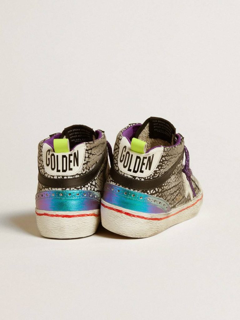 Mid Star Women Golden Goose Women’s Mid Star Lab In Animal-Print Leather With A White Star