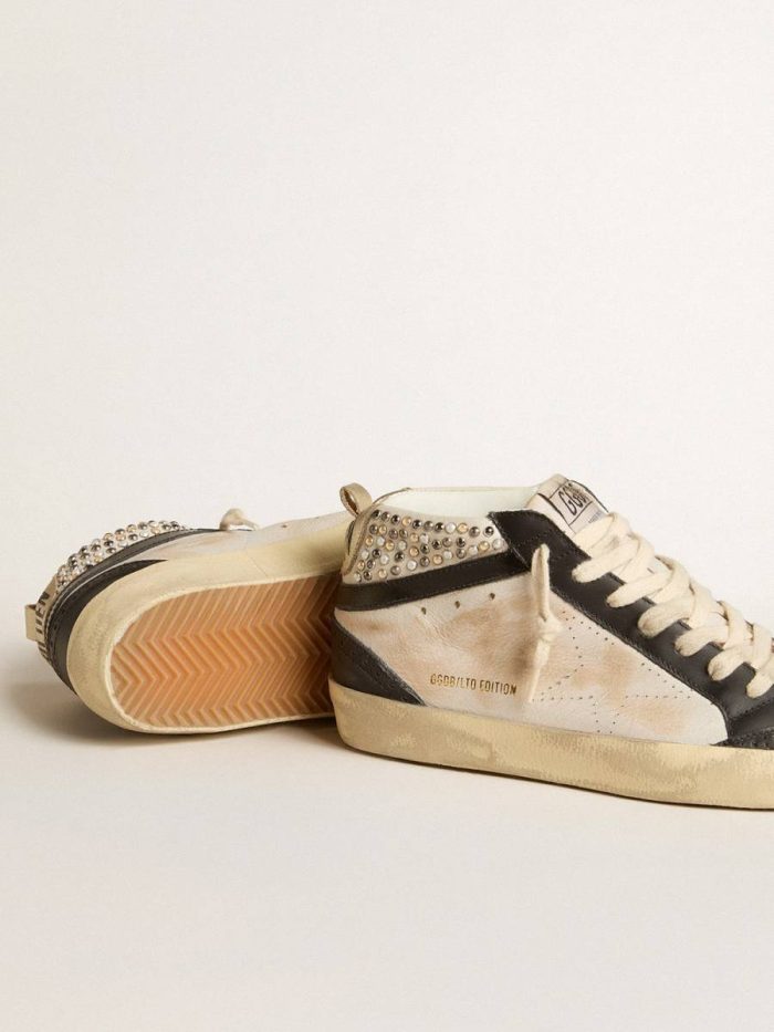 Mid Star Women White Golden Goose Women’s Mid Star Ltd In Black And White Leather With Pearls And Perforated Star