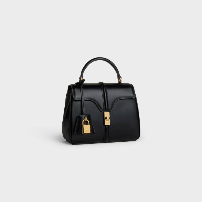 Mini 16 In Satinated Calfskin Women Celine Black Cross-Body Bags