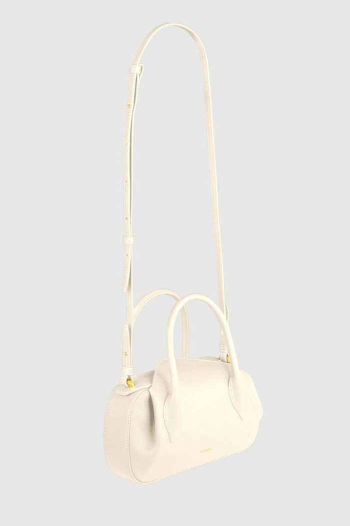 Mini Oyster Duffle - Bianco Pebble Grained Leather Crossbody Bags Yuzefi Bianco Women
