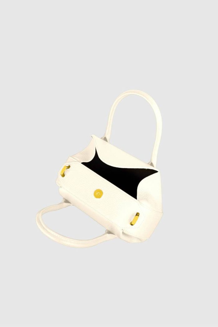 Mini Oyster Duffle - Bianco Pebble Grained Leather Crossbody Bags Yuzefi Bianco Women