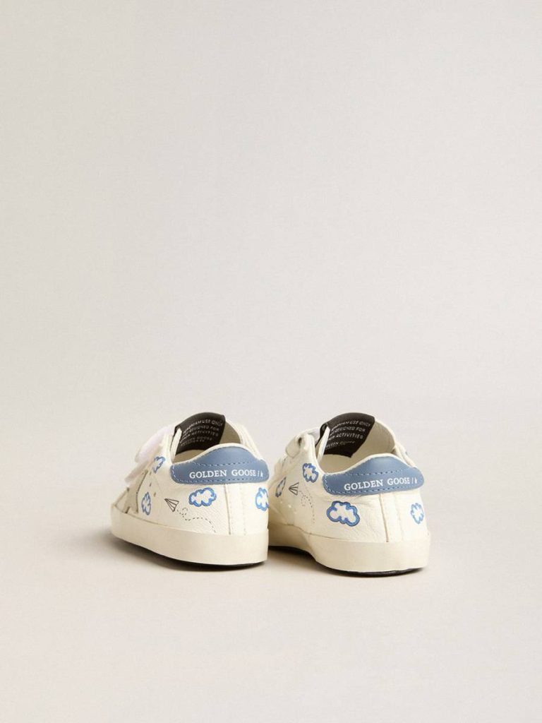 Newborns Baby Old School With Suede Star And Light Blue Leather Heel Tab Golden Goose Kids