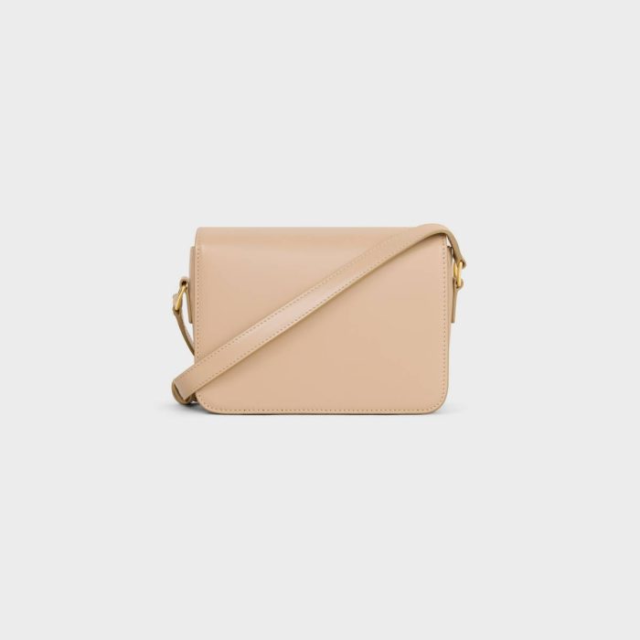 Oat Beige Women Teen Triomphe Bag In Shiny Calfskin Cross-Body Bags Celine