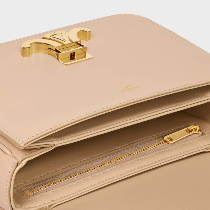 Oat Beige Women Teen Triomphe Bag In Shiny Calfskin Cross-Body Bags Celine