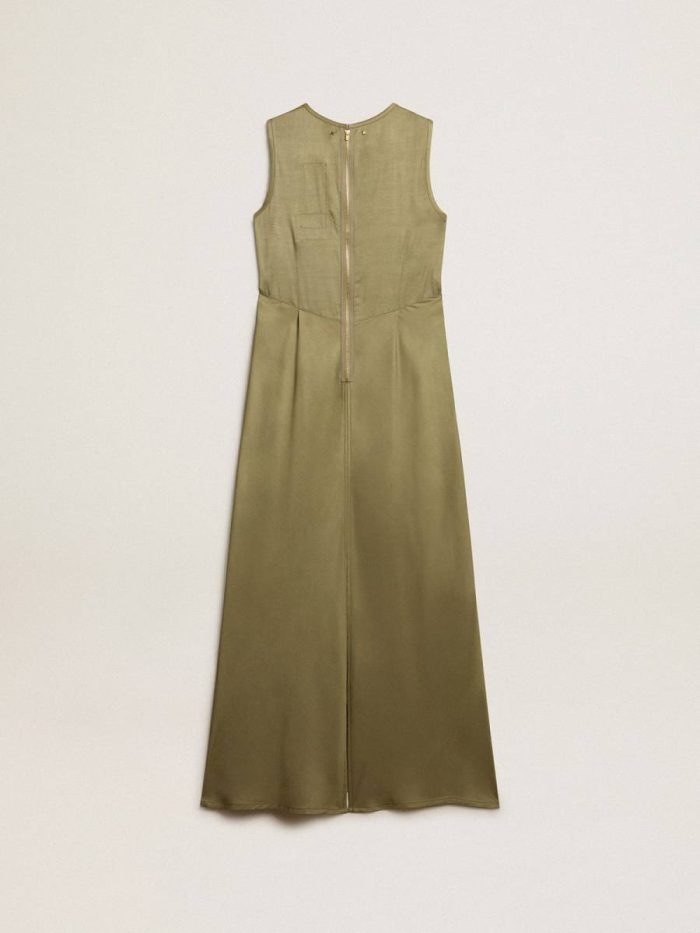 Olive-Colored Women's Midi Dress With Zip Fastening On The Back Olive Women Golden Goose Dresses & Jumpsuits