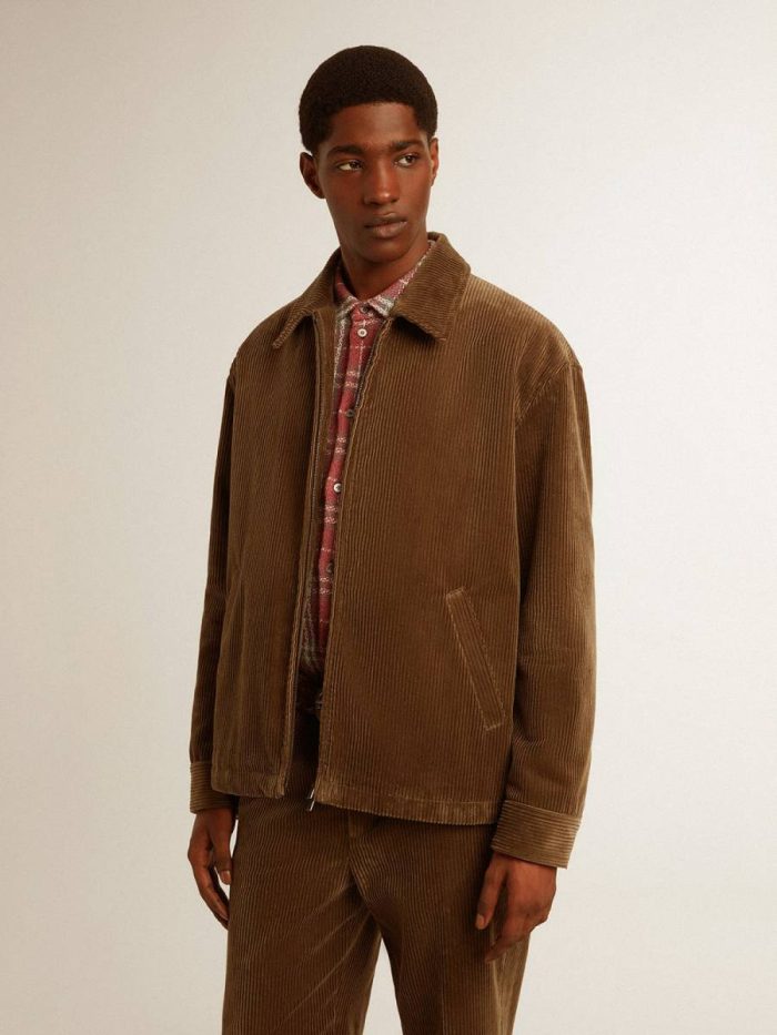 Olive Golden Goose Coats & Jackets Men's Olive-Green Corduroy Jacket Men