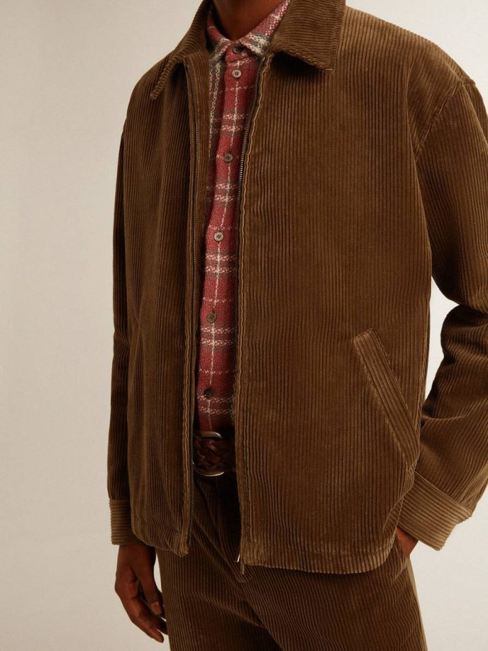 Olive Golden Goose Coats & Jackets Men's Olive-Green Corduroy Jacket Men