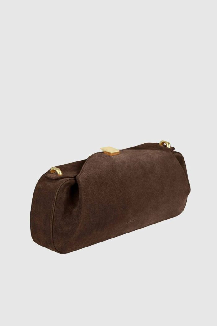 Oyster Clutch - Chocolate Suede Shoulder Bags Women Yuzefi Chocolate