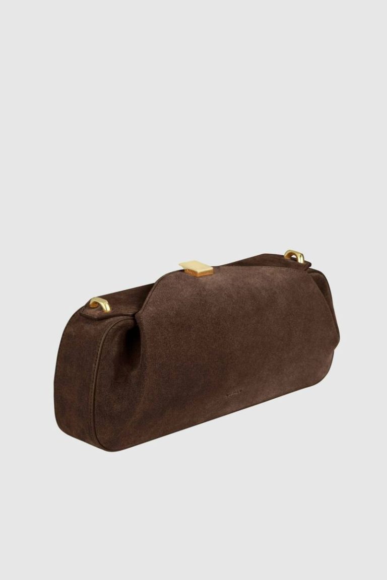 Oyster Clutch - Chocolate Suede Shoulder Bags Women Yuzefi Chocolate