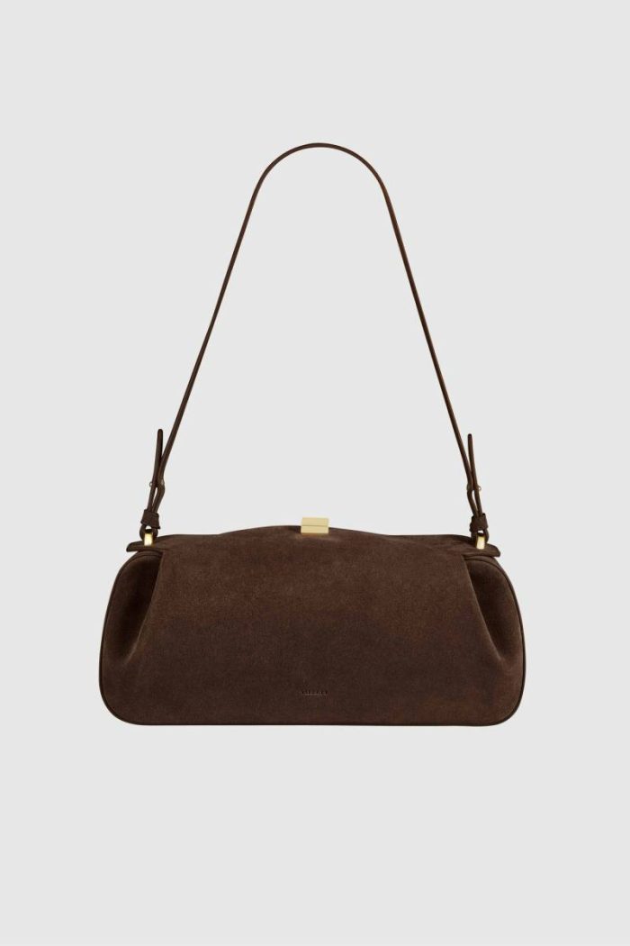 Oyster Clutch - Chocolate Suede Shoulder Bags Women Yuzefi Chocolate