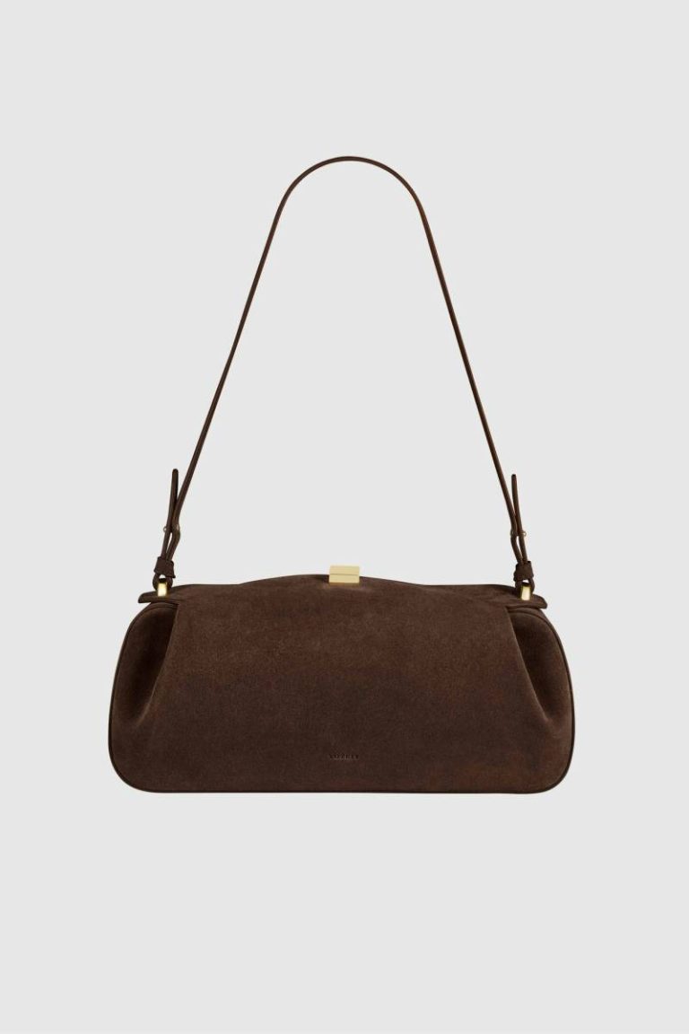 Oyster Clutch - Chocolate Suede Shoulder Bags Women Yuzefi Chocolate