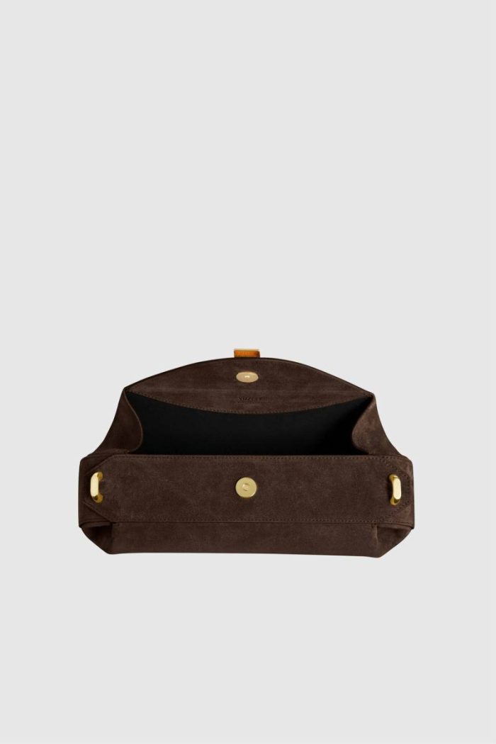 Oyster Clutch - Chocolate Suede Shoulder Bags Women Yuzefi Chocolate