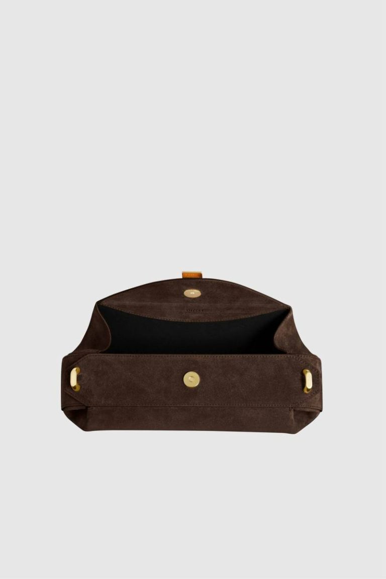 Oyster Clutch - Chocolate Suede Shoulder Bags Women Yuzefi Chocolate