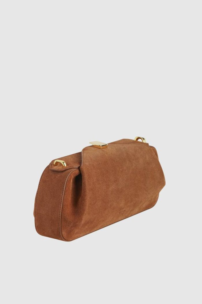 Oyster Clutch - Cognac Suede Women Shoulder Bags Cognac Yuzefi