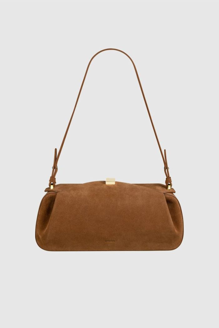 Oyster Clutch - Cognac Suede Women Shoulder Bags Cognac Yuzefi