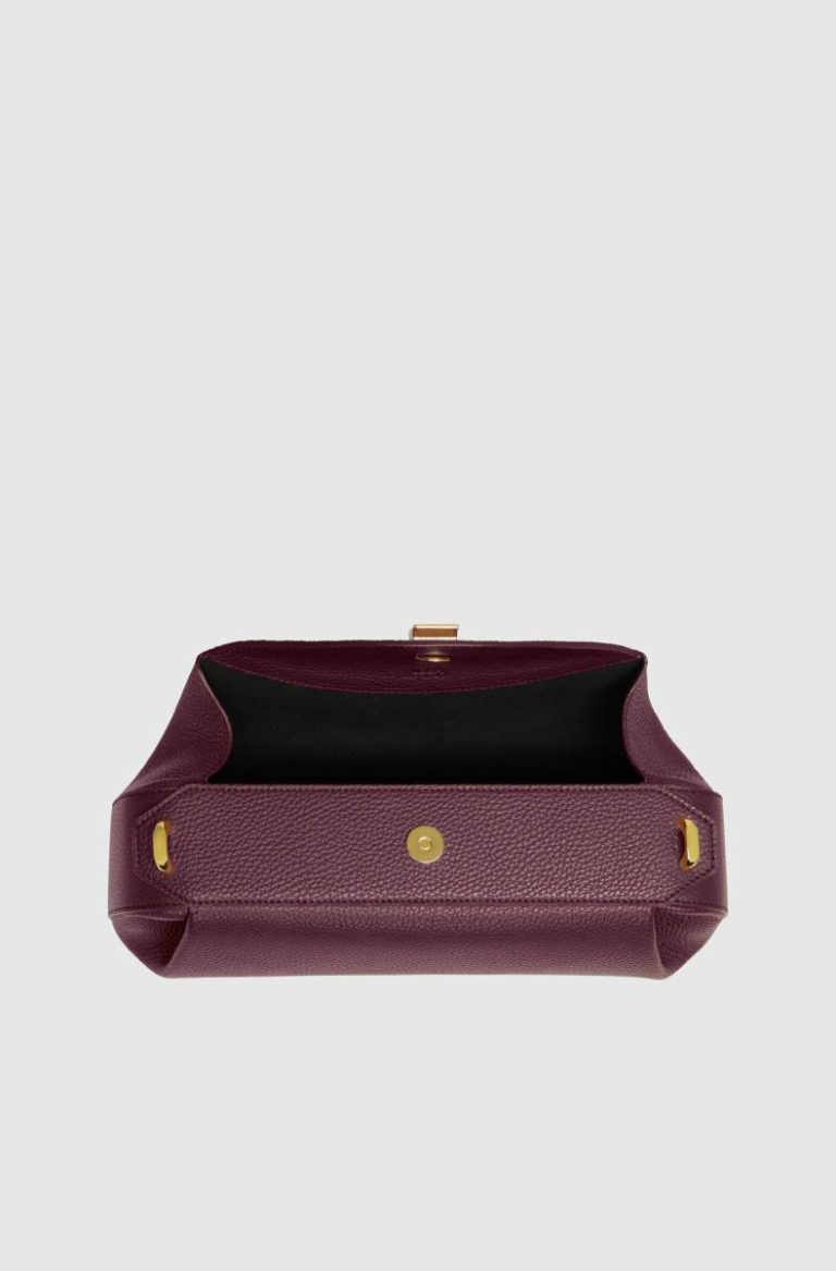 Oyster Clutch - Wine Pebble Grained Leather Women Shoulder Bags Yuzefi