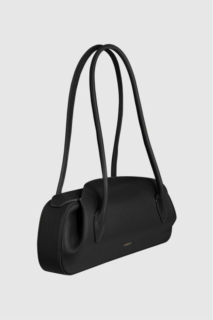 Oyster Shoulder Bag - Black Pebble Grained Leather Black Yuzefi Shoulder Bags Women