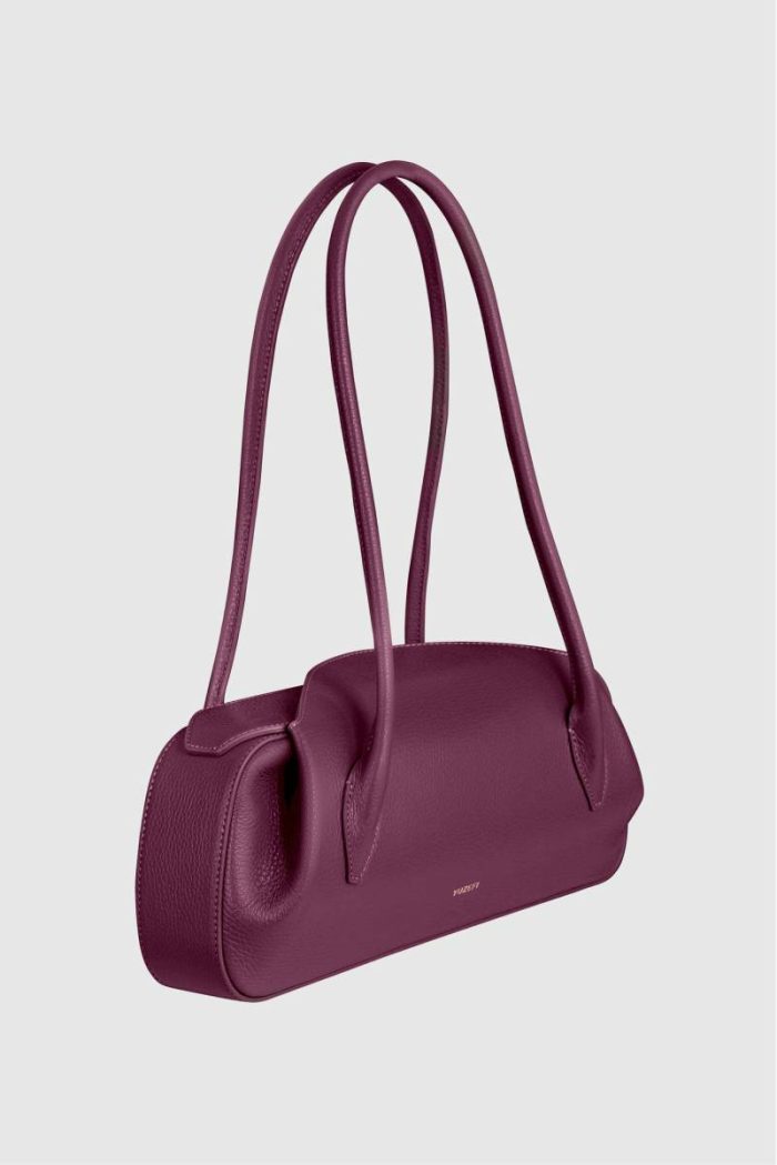 Oyster Shoulder Bag - Wine Pebble Grained Leather Shoulder Bags Wine Yuzefi Women