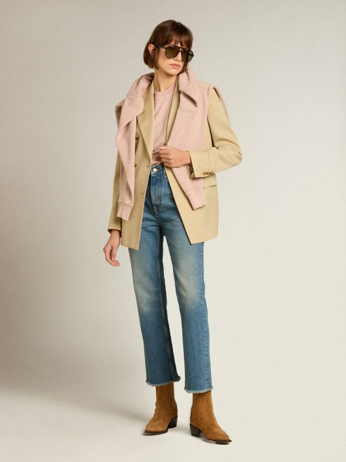 Powder Pink T-Shirts & Tops Powder-Pink T-Shirt With Reverse Logo On The Back - Jersey Capsule Women Golden Goose