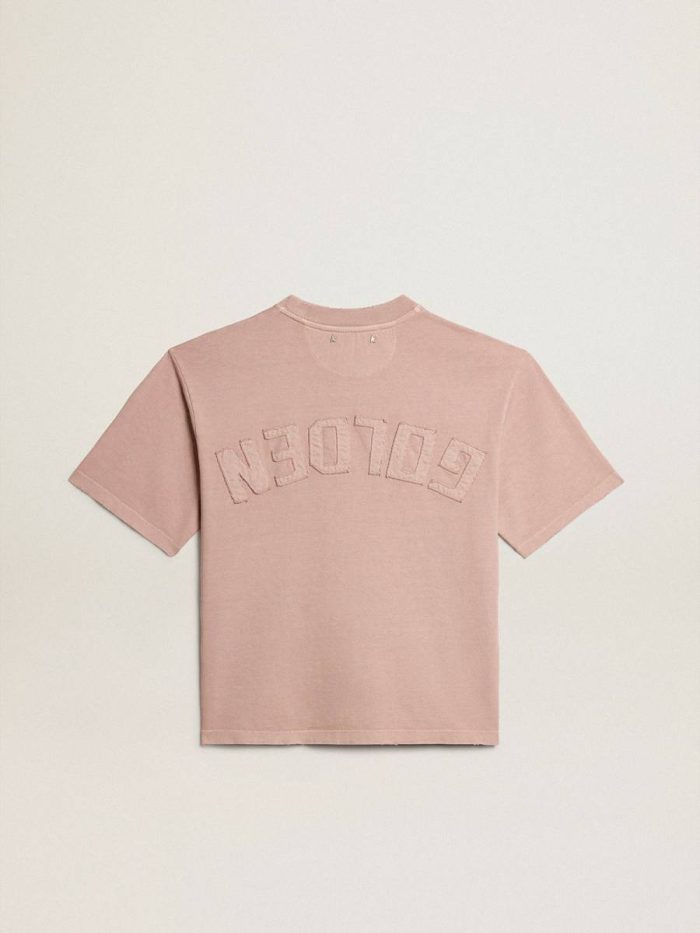 Powder Pink T-Shirts & Tops Powder-Pink T-Shirt With Reverse Logo On The Back - Jersey Capsule Women Golden Goose