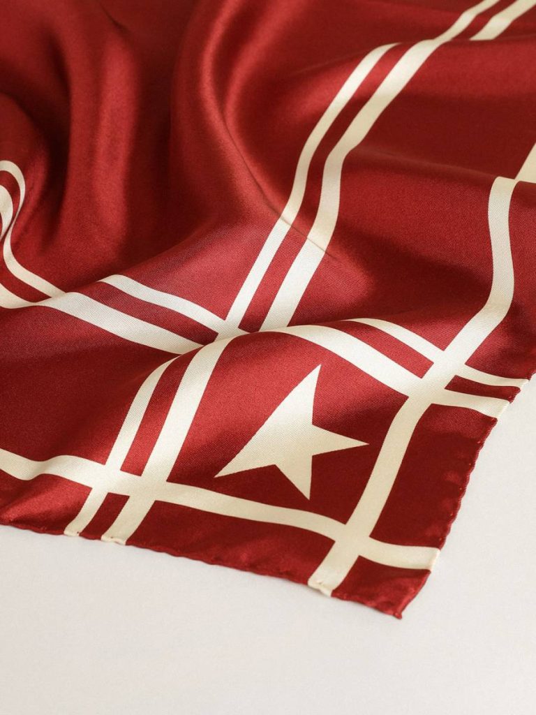 Red Golden Goose Red Scarf With Contrasting White Stars And Stripes Women Silks & Scarves