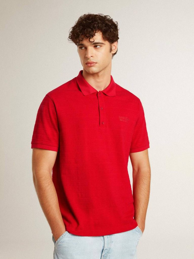 Red Men Men's Polo Shirt In Red Cotton Piquet Golden Goose T-Shirts & Polo Shirts
