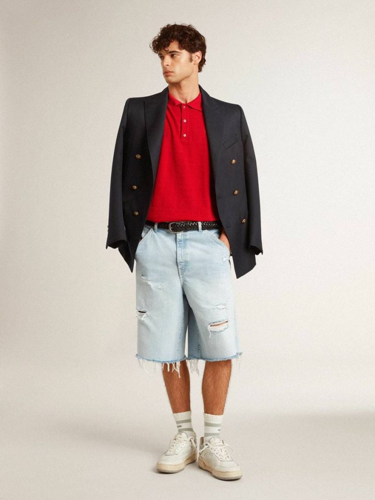 Red Men Men's Polo Shirt In Red Cotton Piquet Golden Goose T-Shirts & Polo Shirts