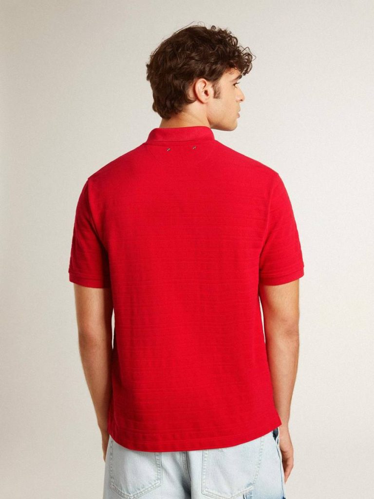 Red Men Men's Polo Shirt In Red Cotton Piquet Golden Goose T-Shirts & Polo Shirts