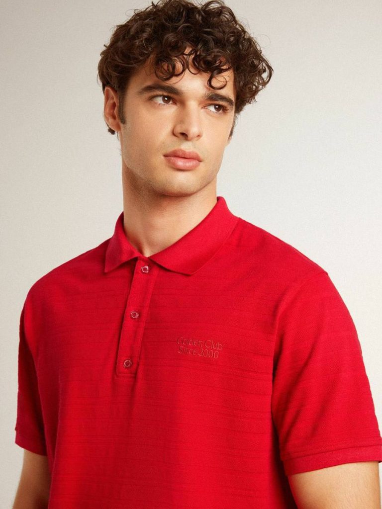 Red Men Men's Polo Shirt In Red Cotton Piquet Golden Goose T-Shirts & Polo Shirts