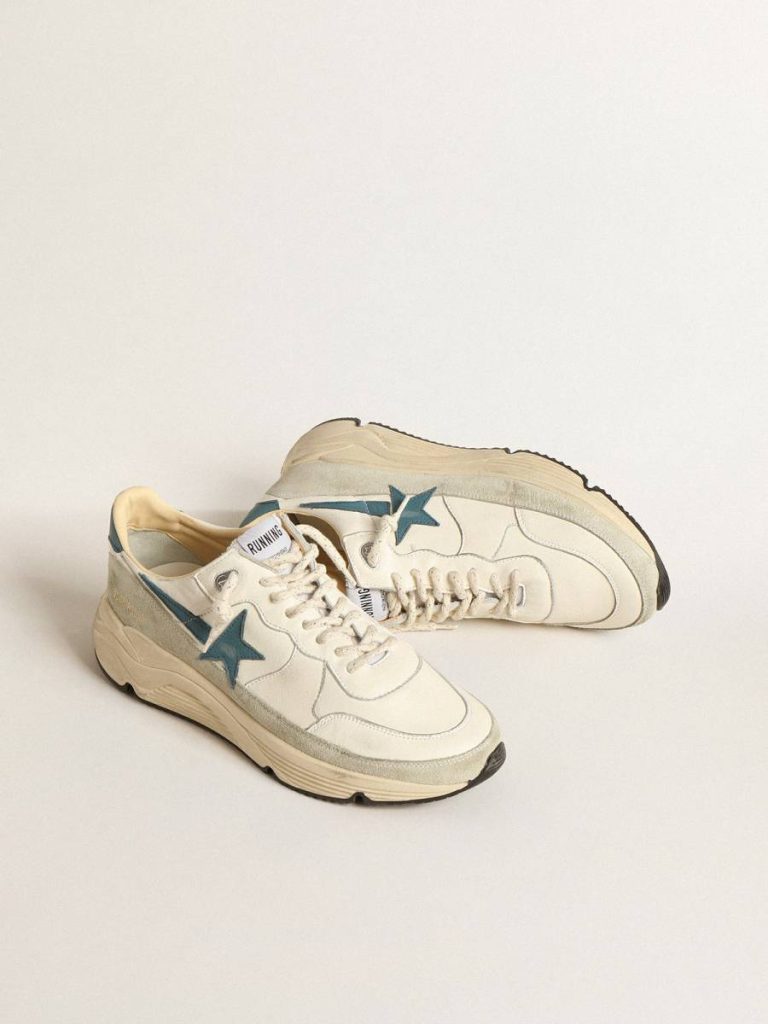 Running Sole Golden Goose Men Running Sole In Nappa With Blue Leather Star And Suede Insert