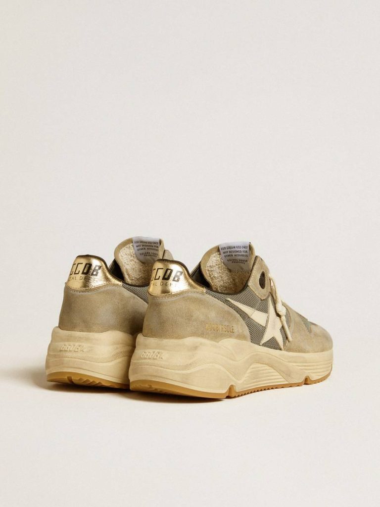 Running Sole In Gray Suede With White Star And White Heel Tab Running Sole Men Golden Goose