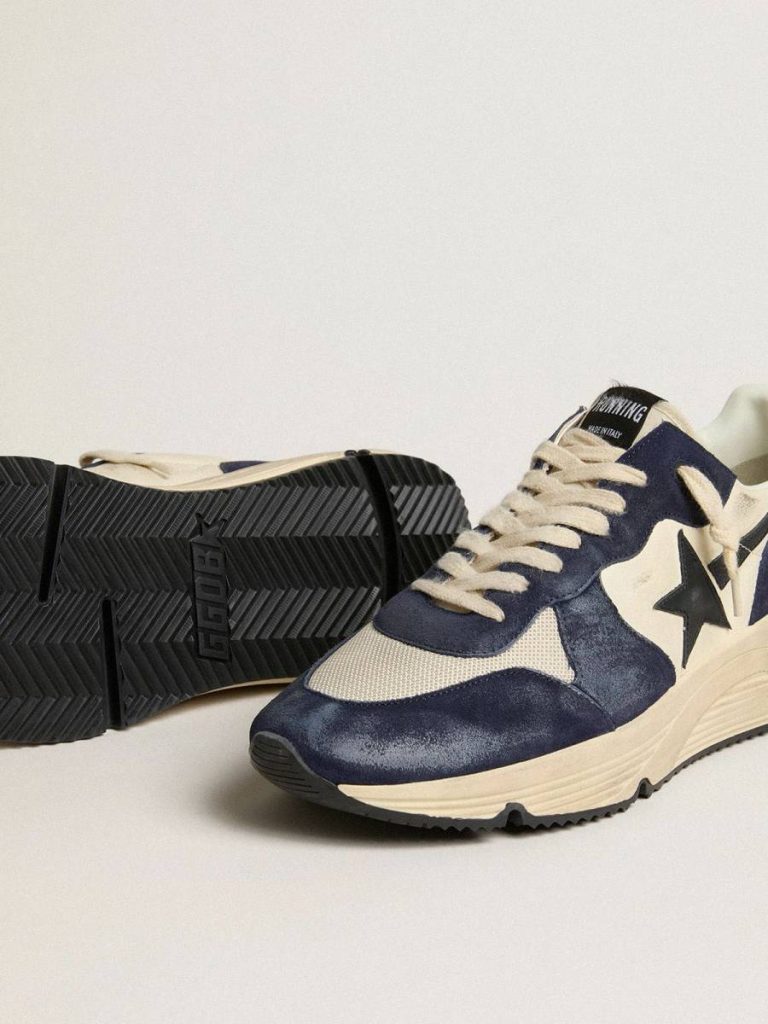 Running Sole Men’s Running Sole In Black And Beige Nappa Leather With Black Star And Heel Tab Golden Goose Men
